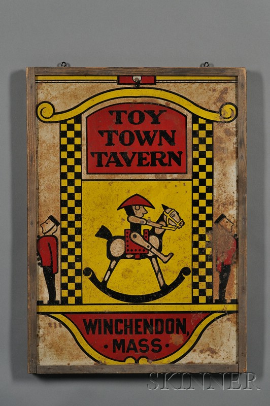 Appraisal: Painted Tin TOY TOWN TAVERN Trade Sign Winchendon Massachusetts early