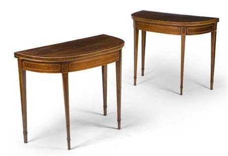 Appraisal: A pair of George III rosewood and yew crossbanded card