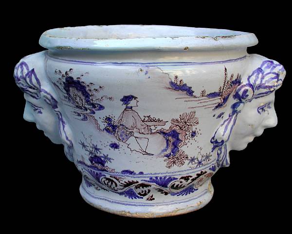 Appraisal: A French Baroque tin glazed earthenware jardini re th century