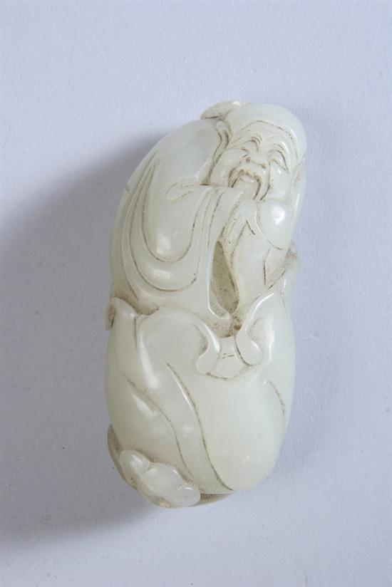 Appraisal: CHINESE WHITE JADE CARVING OF A SLEEPING IMMORTAL - in