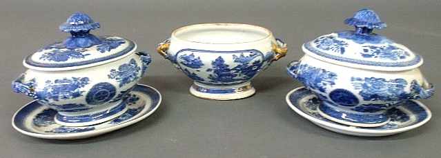 Appraisal: - Blue Fitzhugh covered sauce tureen and liner th c