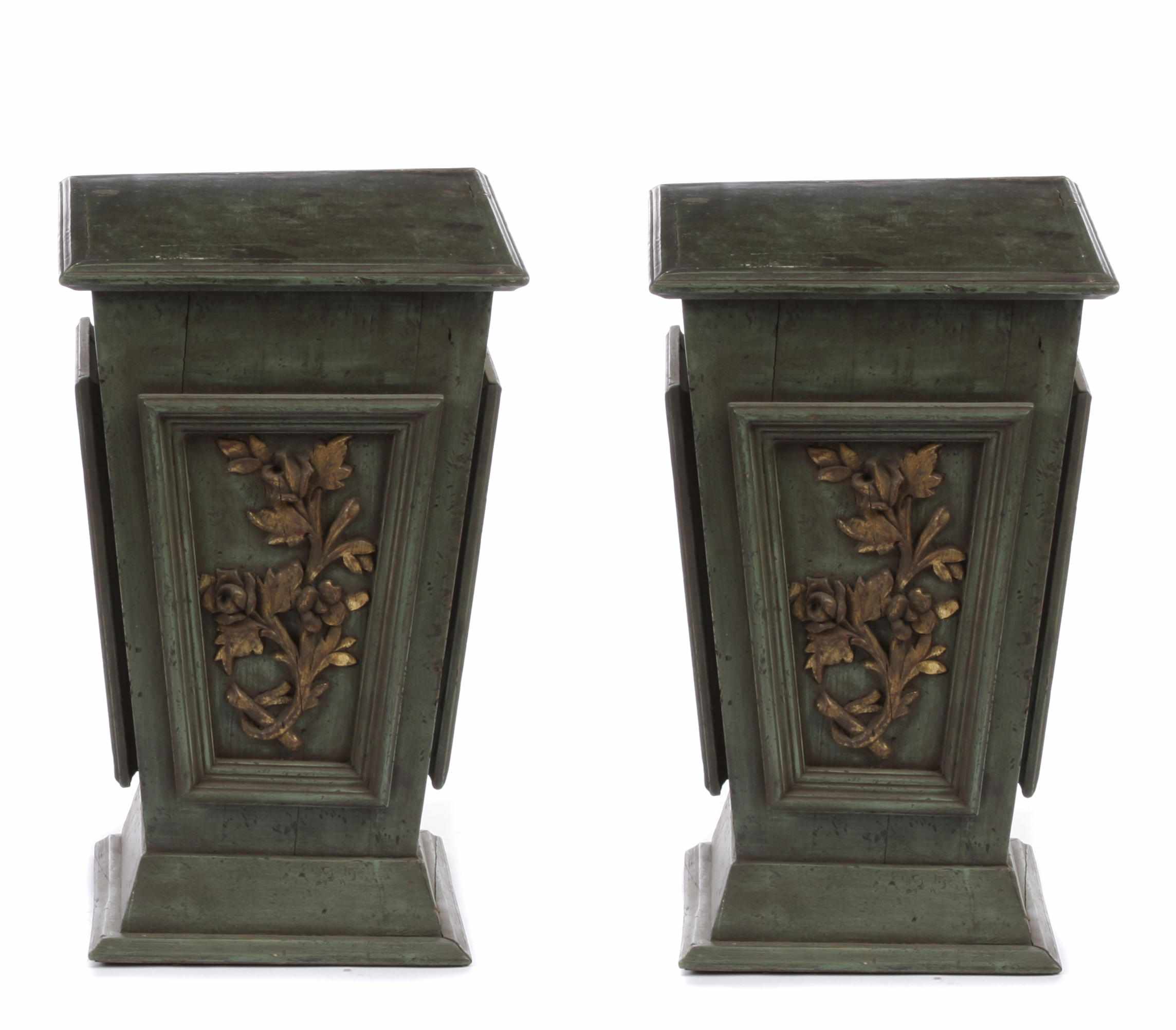 Appraisal: A pair of Italian Rococo style paint decorated pedestals width