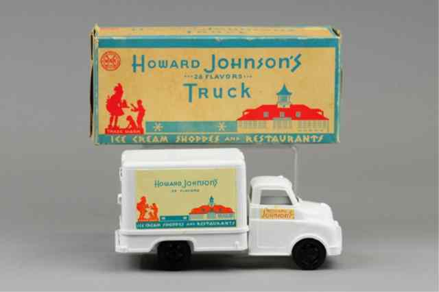 Appraisal: MARX HOWARD JOHNSON'S BOXED TRUCK Plastic cab and enclosed body