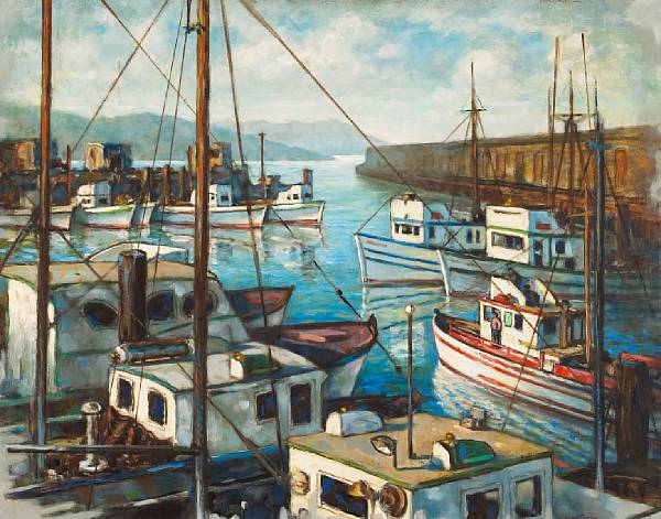 Appraisal: John Garth - Outward Bound Fisherman's Wharf signed 'John Garth'