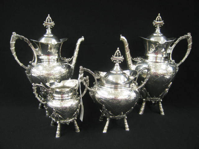 Appraisal: Victorian Silverplate Coffee Set two coffee pots a sugar a