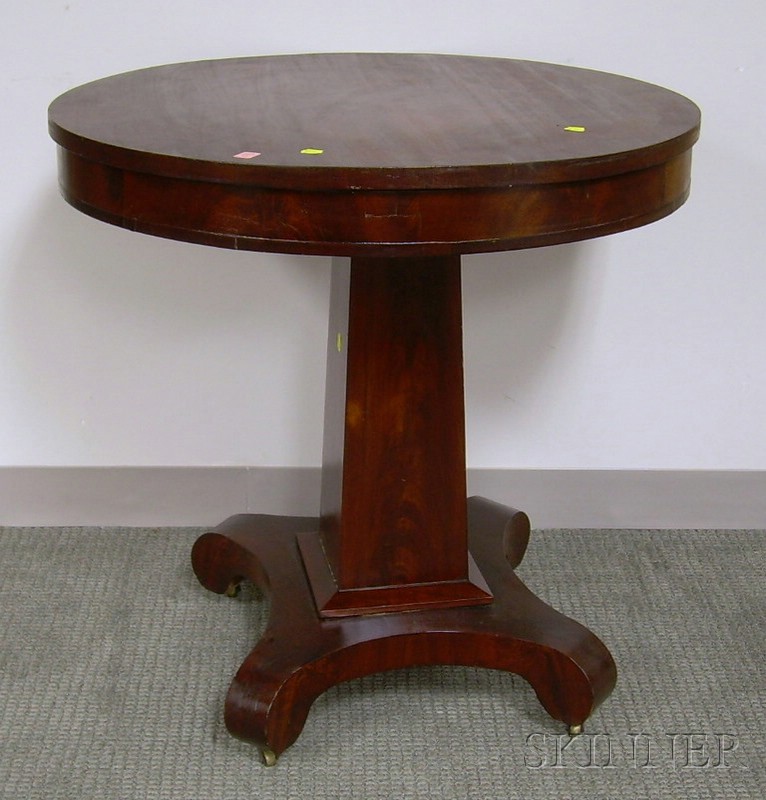 Appraisal: Empire Mahogany and Mahogany Veneer Pedestal-base Center Table ht dia