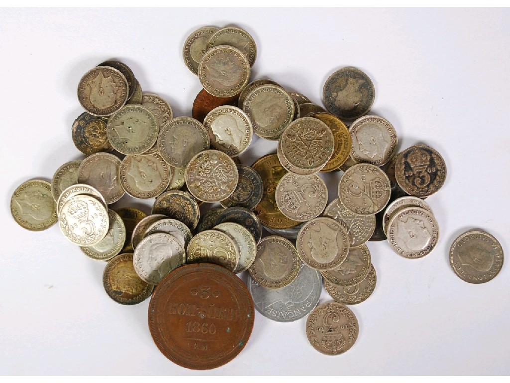 Appraisal: APPROX SIXTY NINETEENTH CENTURY SILVER SIXPENCES and TEN OTHER COINS