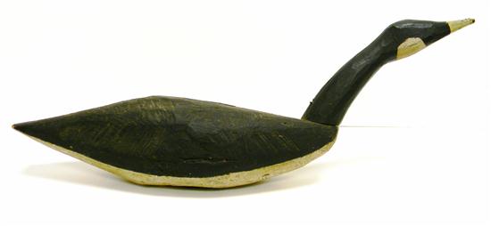 Appraisal: Canadian goose decoy with upturned neck painted black and white