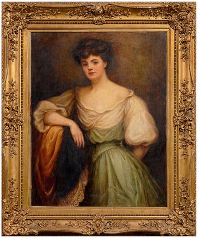 Appraisal: British School portrait Mrs Dorothy Mostboch signed indistinctly lower right