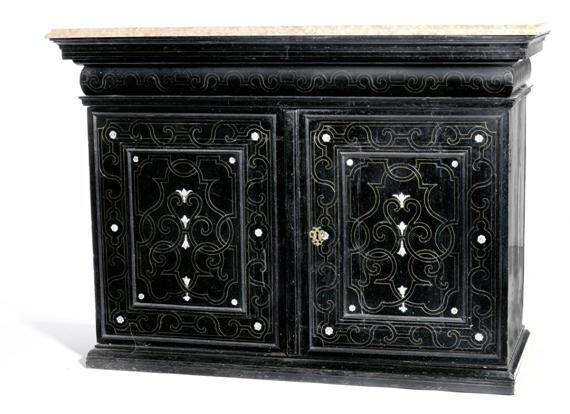 Appraisal: SIDEBOARD late Baroque Spain th century Black lacquered wood inlaid