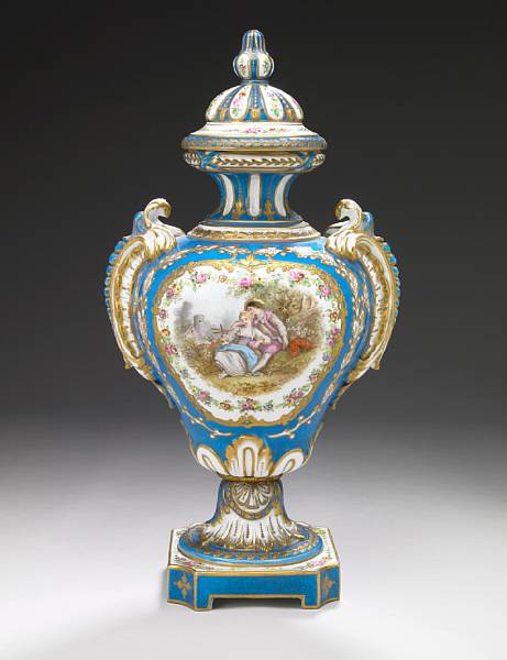 Appraisal: A Sevres style porcelain covered urn first quarter th century