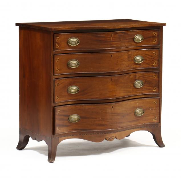 Appraisal: CUSTOM FEDERAL STYLE INLAID SERPENTINE FRONT CHEST OF DRAWERS Early