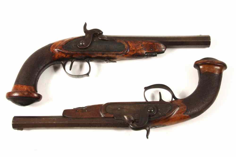 Appraisal: PISTOLS - Pair of Belgian Percussion Pistols ca marked 'ELG'