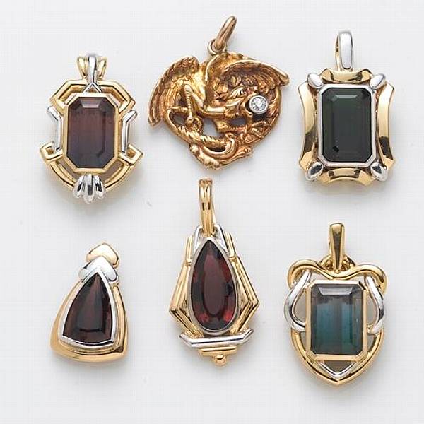 Appraisal: A collection of six tourmaline diamond k and k bicolor