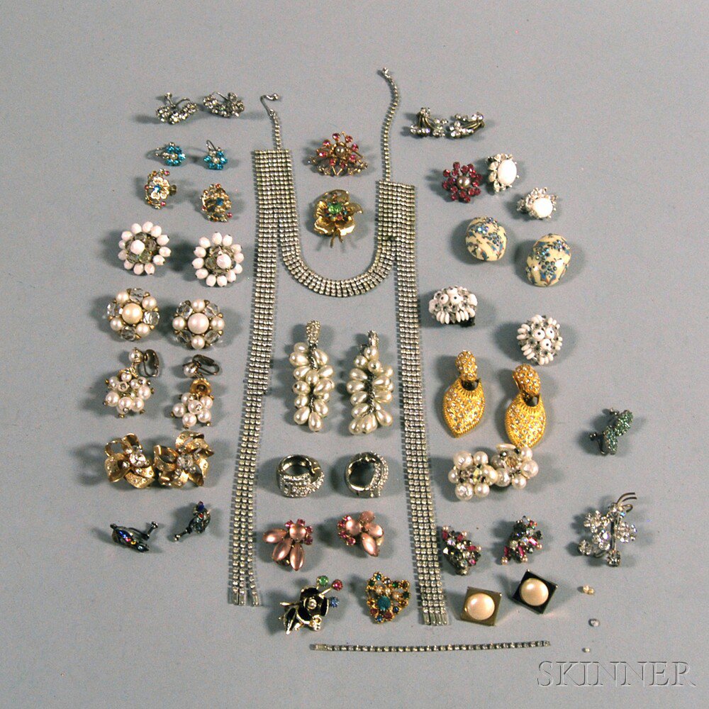 Appraisal: Small Group of Pearl and Rhinestone Costume Jewelry including a