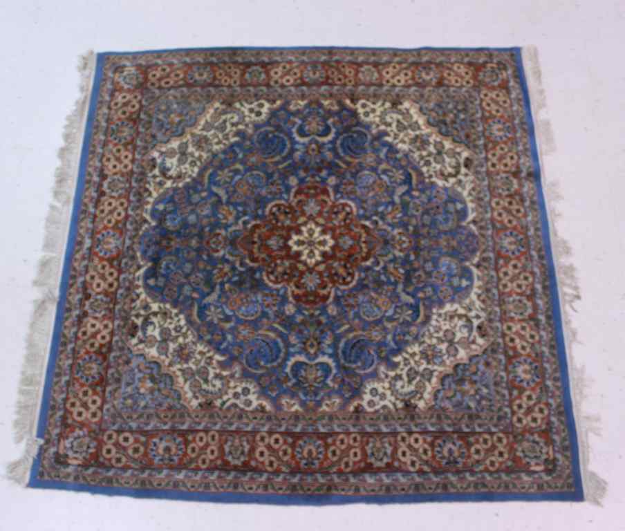 Appraisal: ISFAHAN RUG with central medallion rust light blue green cream