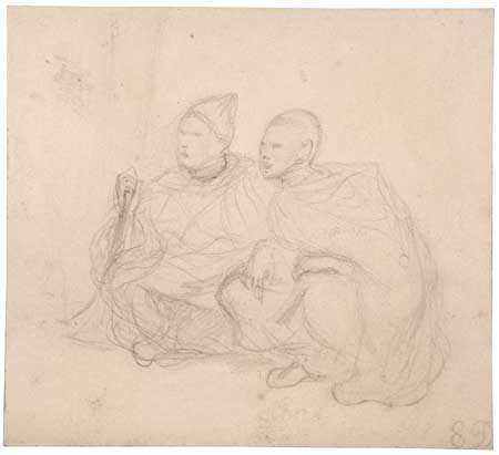 Appraisal: EUG NE DELACROIX French - Study of Two Seated Men