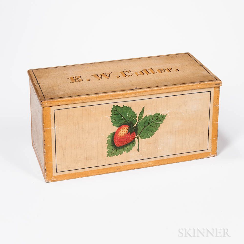 Appraisal: Paint- and Strawberry-decorated Box Paint- and Strawberry-decorated Box America late