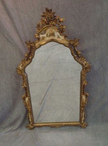 Appraisal: Paint decorated floral gilt mirror Central Park West estate Dimensions