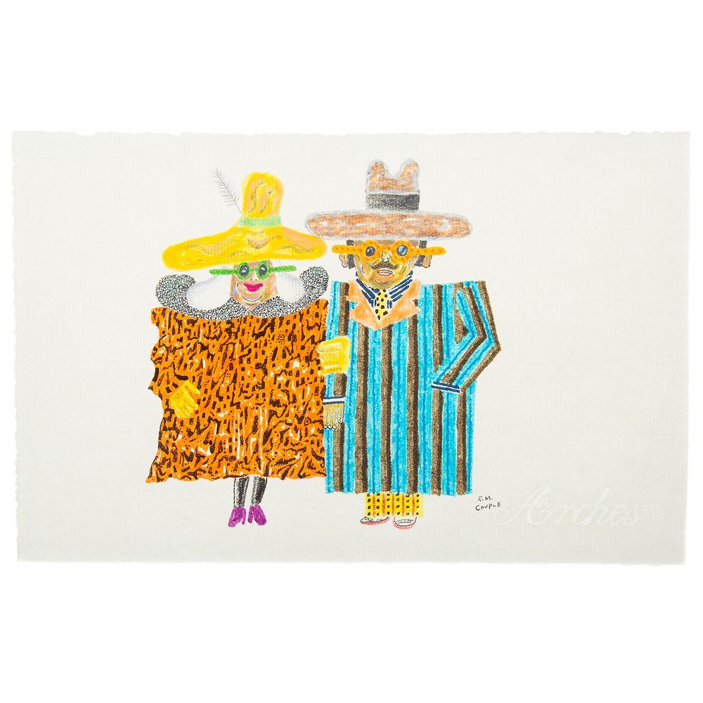 Appraisal: Ronald Markman Couple colored pencil American - Colored pencil on