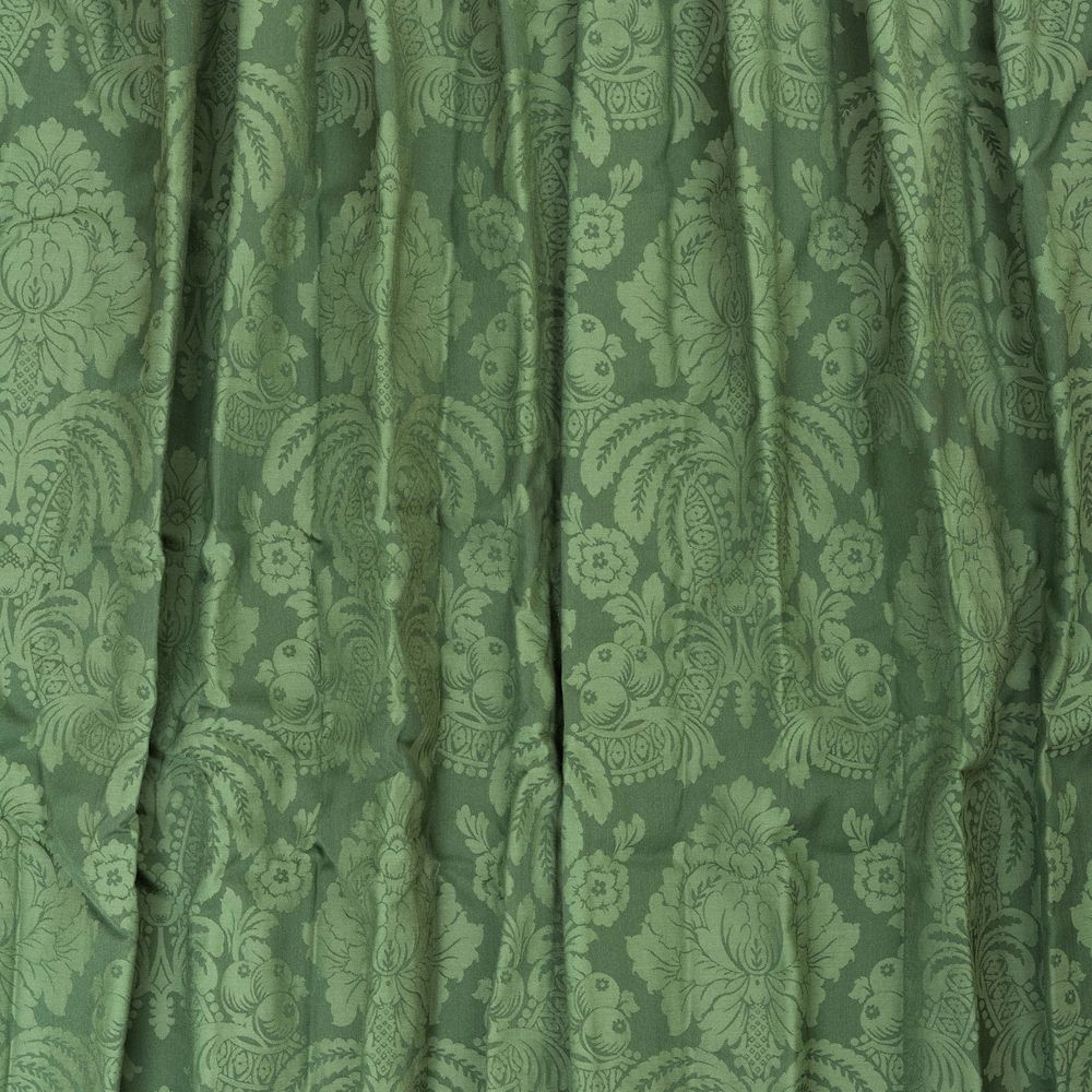 Appraisal: Set of Four Green Damask Curtains Michael Tavano Lined and