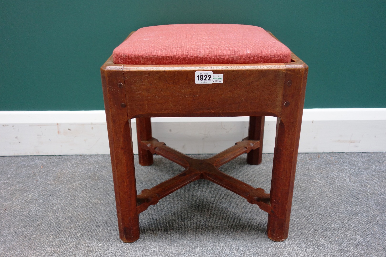 Appraisal: Gordon Russell a th century teak framed square footstool on