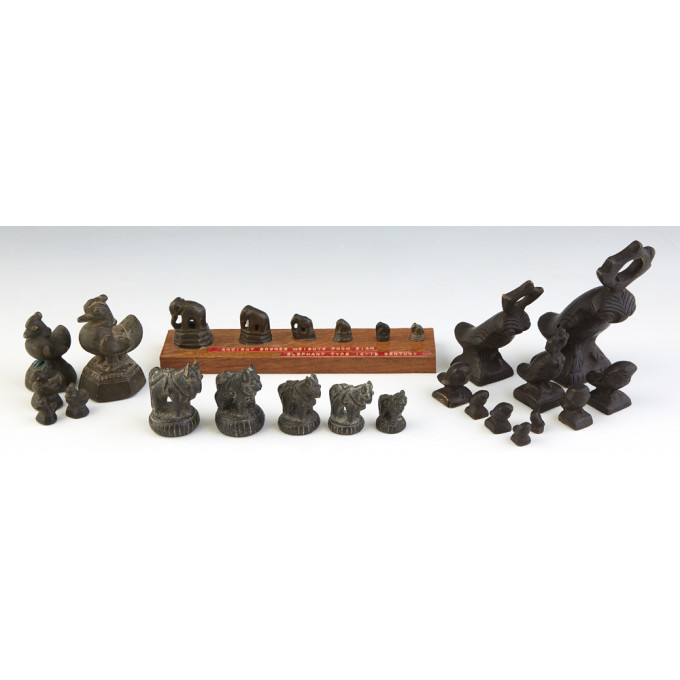 Appraisal: Group of Twenty-Four Asian Bronze Opium Weights with figural decoration