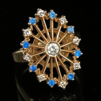 Appraisal: Retro Diamond Sapphire Ring k yellow gold ring with an