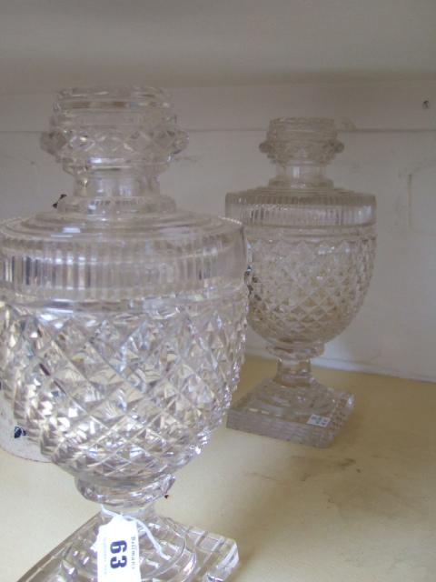 Appraisal: A pair of Continental cut glass ginger jars and covers