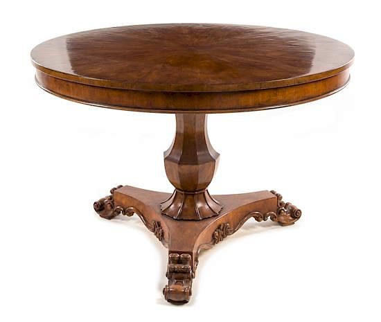 Appraisal: A Regency Style Walnut Center Table Height x diameter of