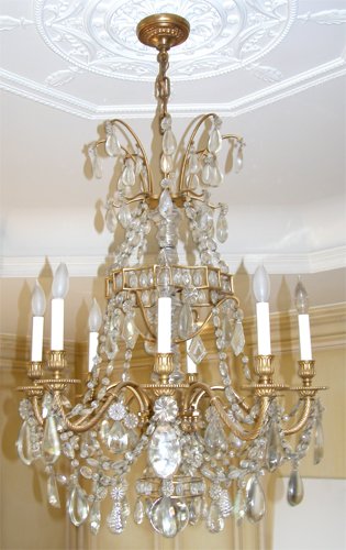 Appraisal: Title Light Venetian-Style Chandelier w elaborate crystal and pressed glass