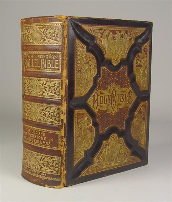 Appraisal: Leather-Bound th Century Bible Old and New Testaments in both