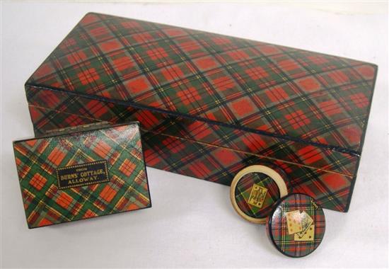 Appraisal: Three pieces of Tartanware a ''Prince Charles'' tartan box ''