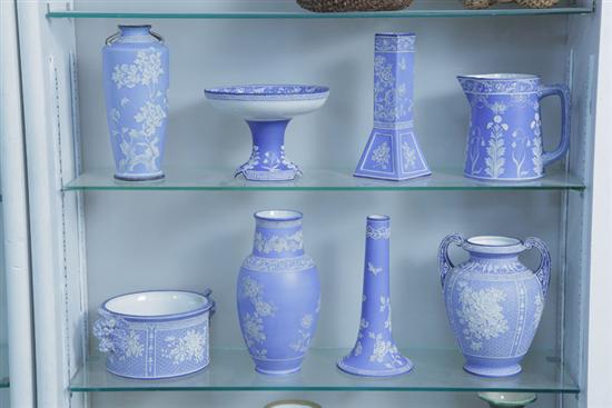 Appraisal: EIGHT PIECES OF NIPPON All blue and white with embossed