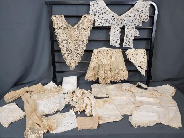 Appraisal: Lot of antique lace including some collars sleeves embroidered edging