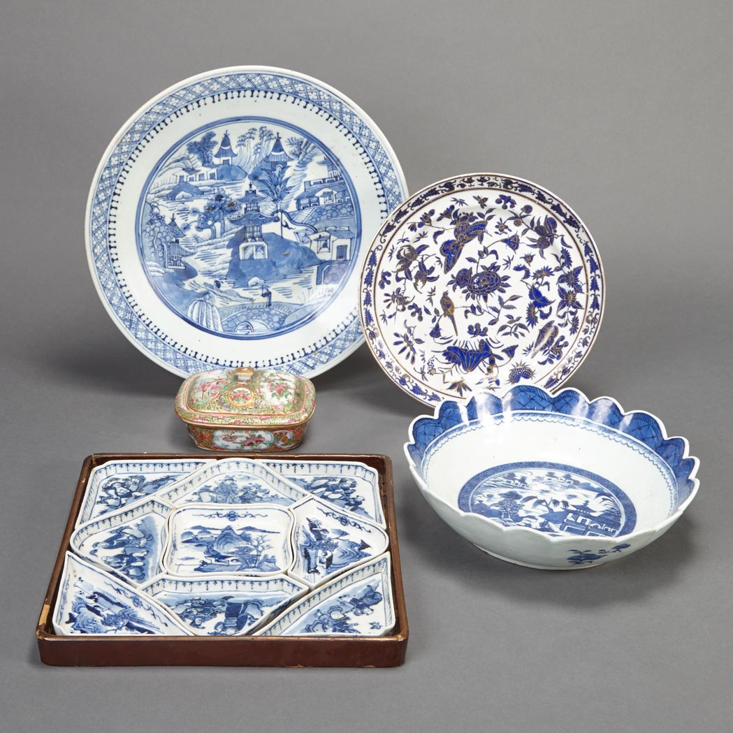 Appraisal: Group of Chinese Export Blue and White Porcelain Articles th