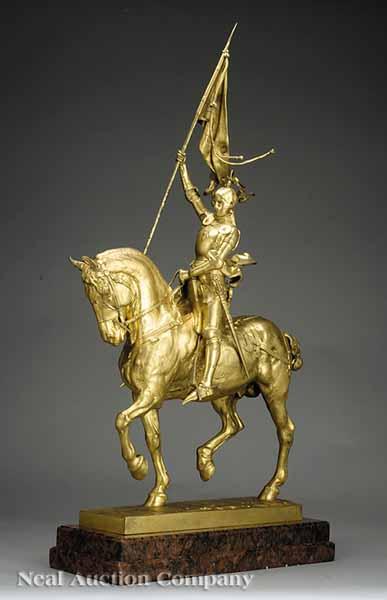 Appraisal: A French Gilt Bronze Statuette of Jeanne d'Arc Cheval after