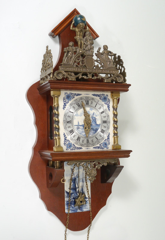 Appraisal: DUTCH FIGURAL WALL CLOCK Figural Atlas holding the world finial