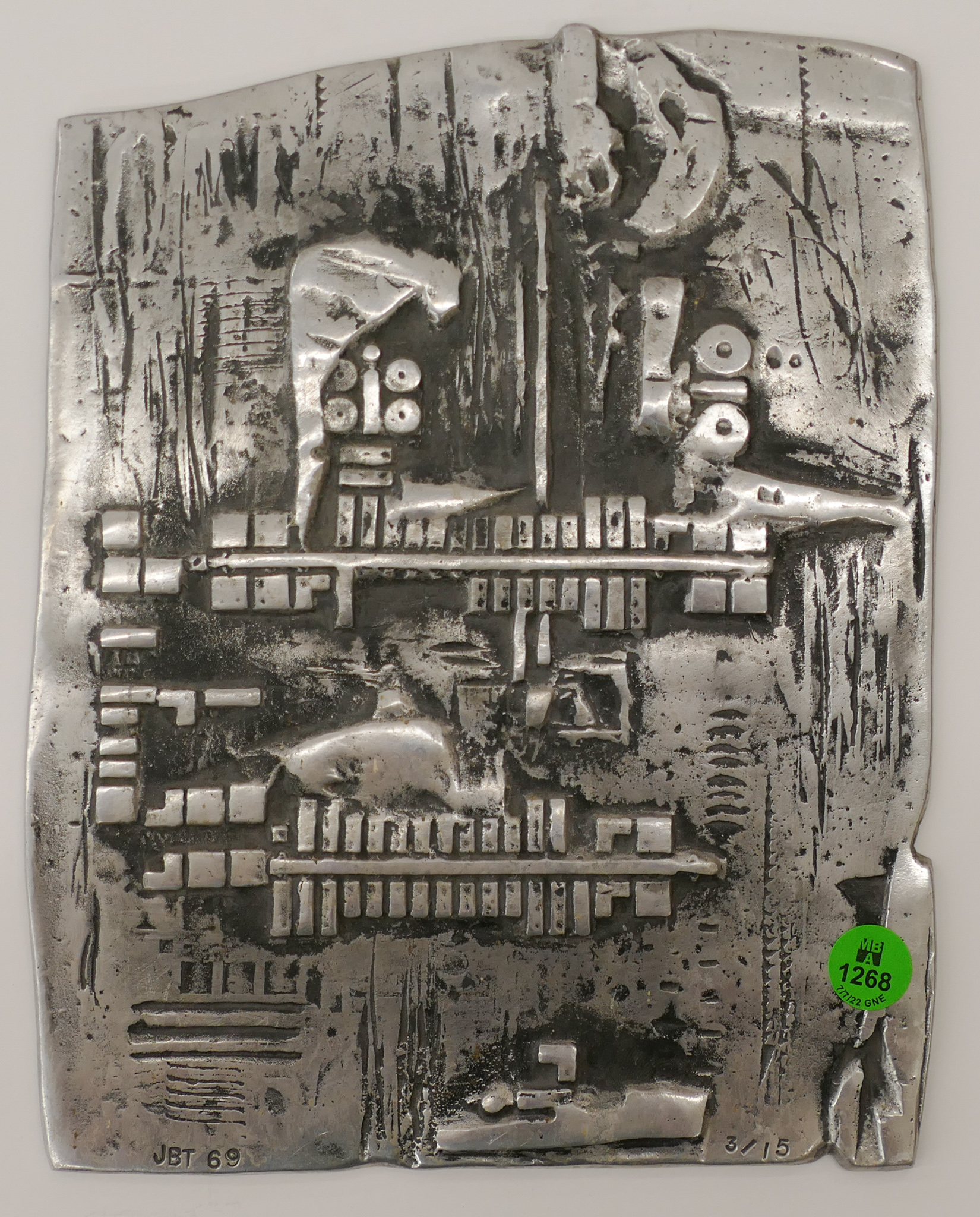 Appraisal: J B Thompson ''Untitled'' Aluminum Sculptural Plaque ''x '' -