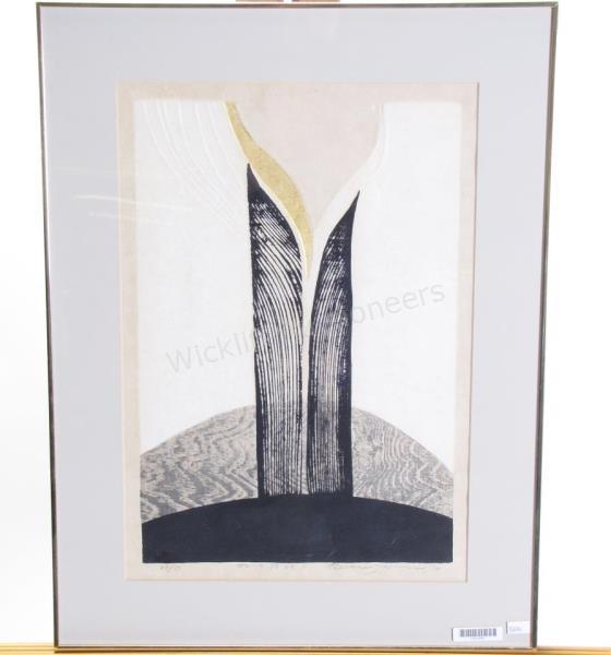 Appraisal: A mid-century modern framed embossed lithograph by Reika Iwami japan