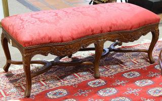 Appraisal: Louis XV style window bench Louis XV style window bench