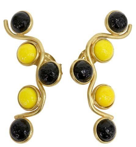 Appraisal: Dominique Aurientis gold-tone metal yellow and black gripoix clip-on earrings