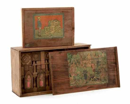 Appraisal: Antique architectural building blocks set circa various geometric-shaped blocks all