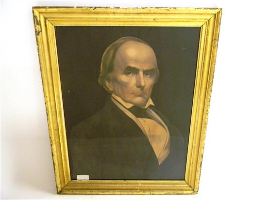 Appraisal: Portrait of Daniel Webster th C hand-painted polychromatic lithograph probably