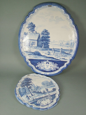 Appraisal: Dutch Makkum large blue and white wall plaque the shaped