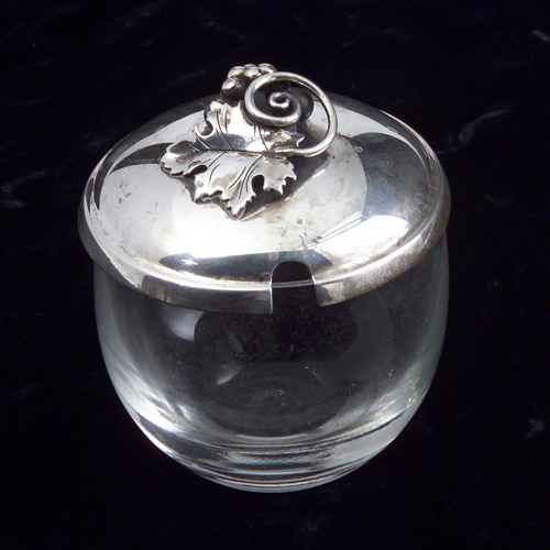 Appraisal: LaPaglia jam pot with sterling lid grape and leaf motif