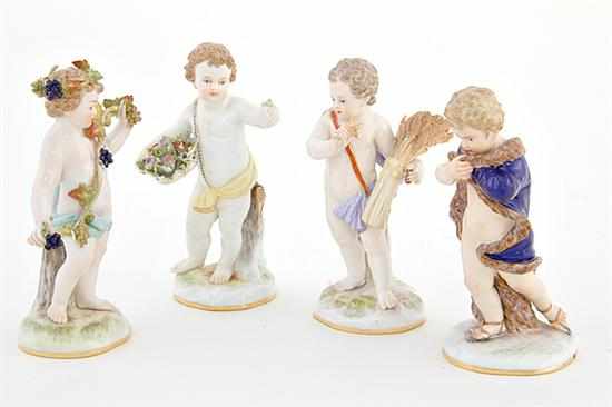 Appraisal: Meissen porcelain putti representing the Four Seasons late th early