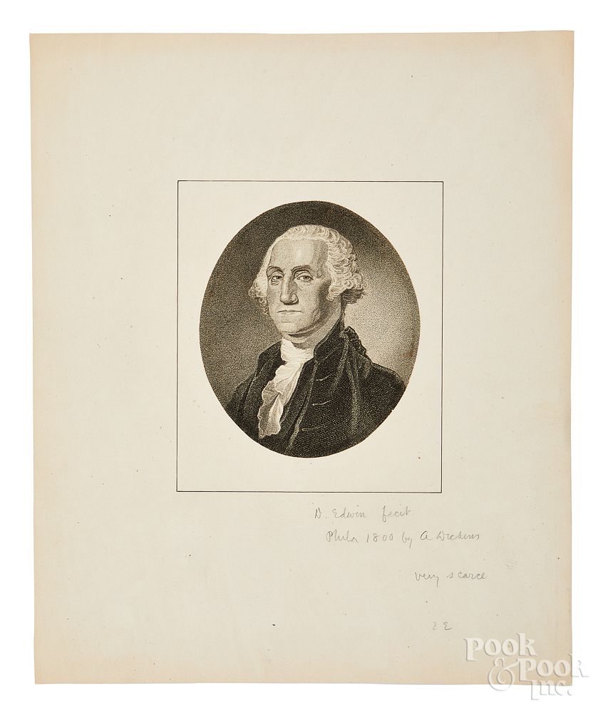 Appraisal: George Washington portrait engraving George Washington portrait engraving after David