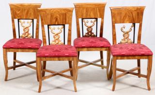 Appraisal: REGENCY-STYLE SIDE CHAIRS CONTEMPORARY FOUR Each with an addorsed dolphin