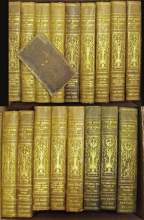 Appraisal: Eighteen volumes of The Book of History leather spines along